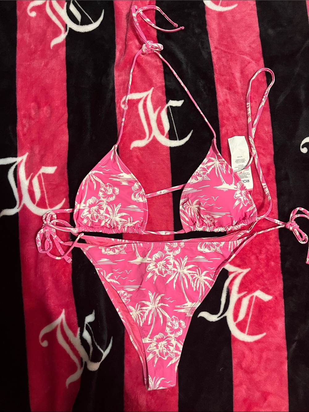 Roxy Pink Floral String Bikini Set